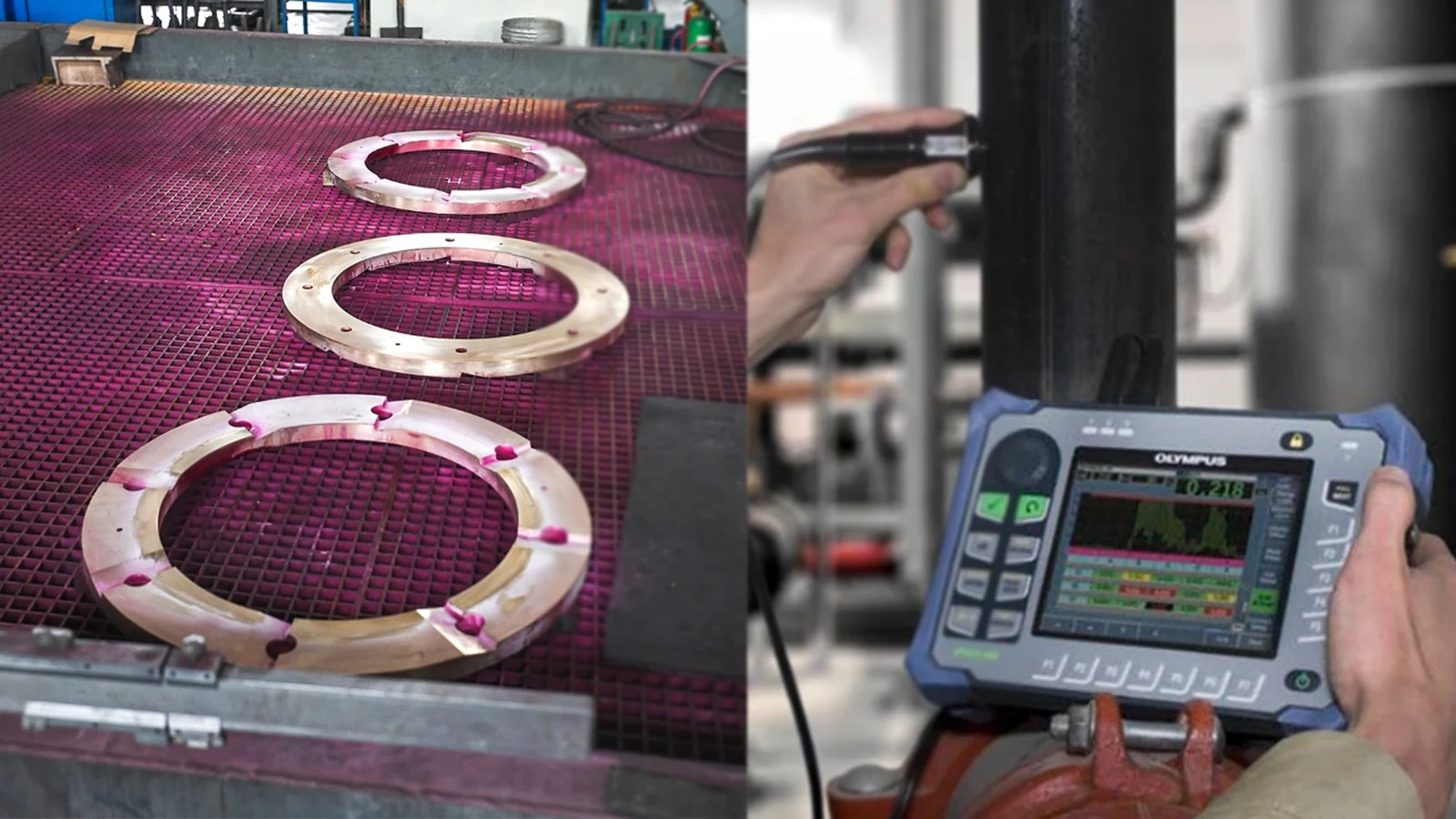 Components undergoing non-destructive testing